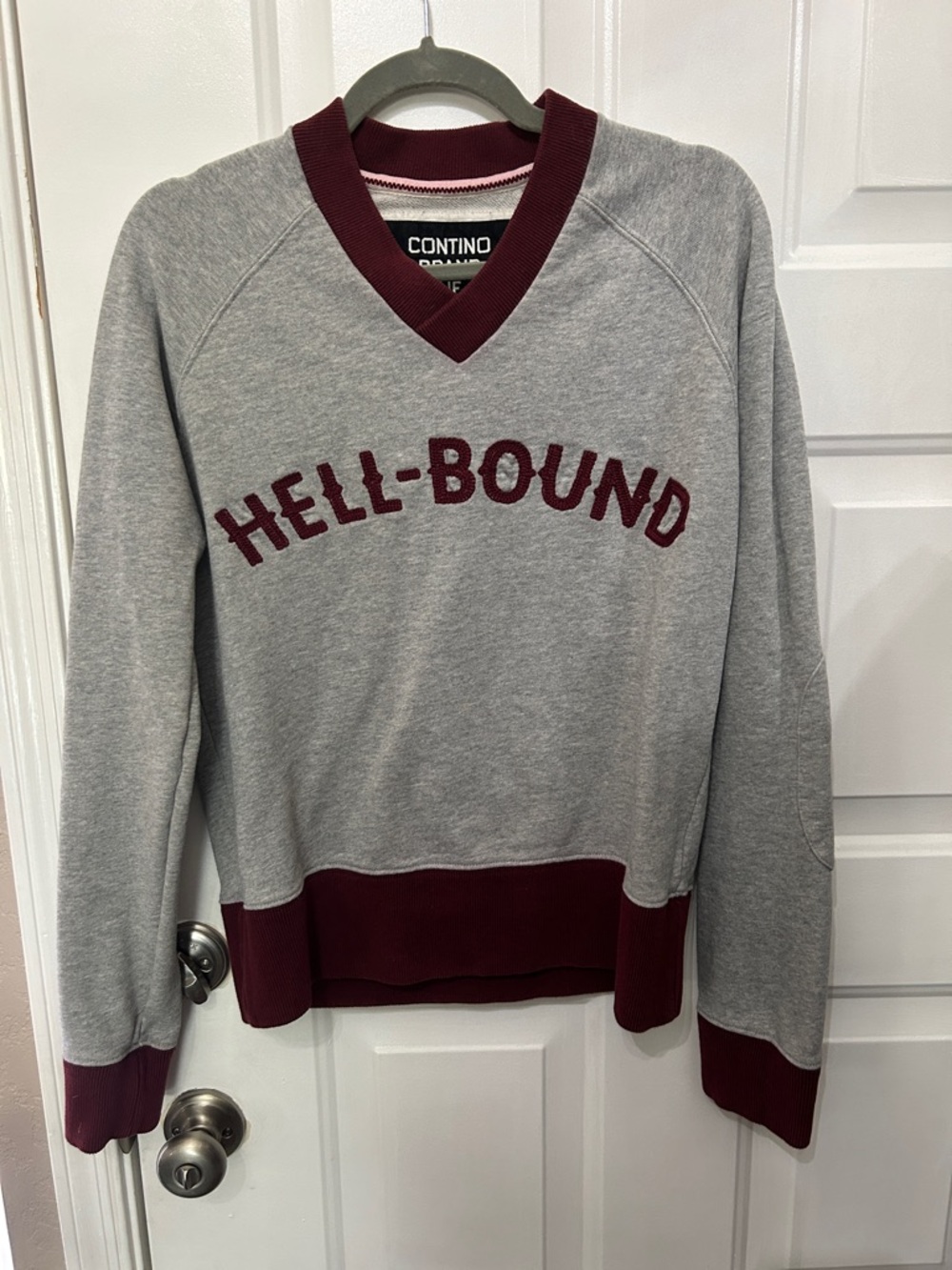 Contino Hell-Bound Grey & Burgundy V-Neck Sweatshirt